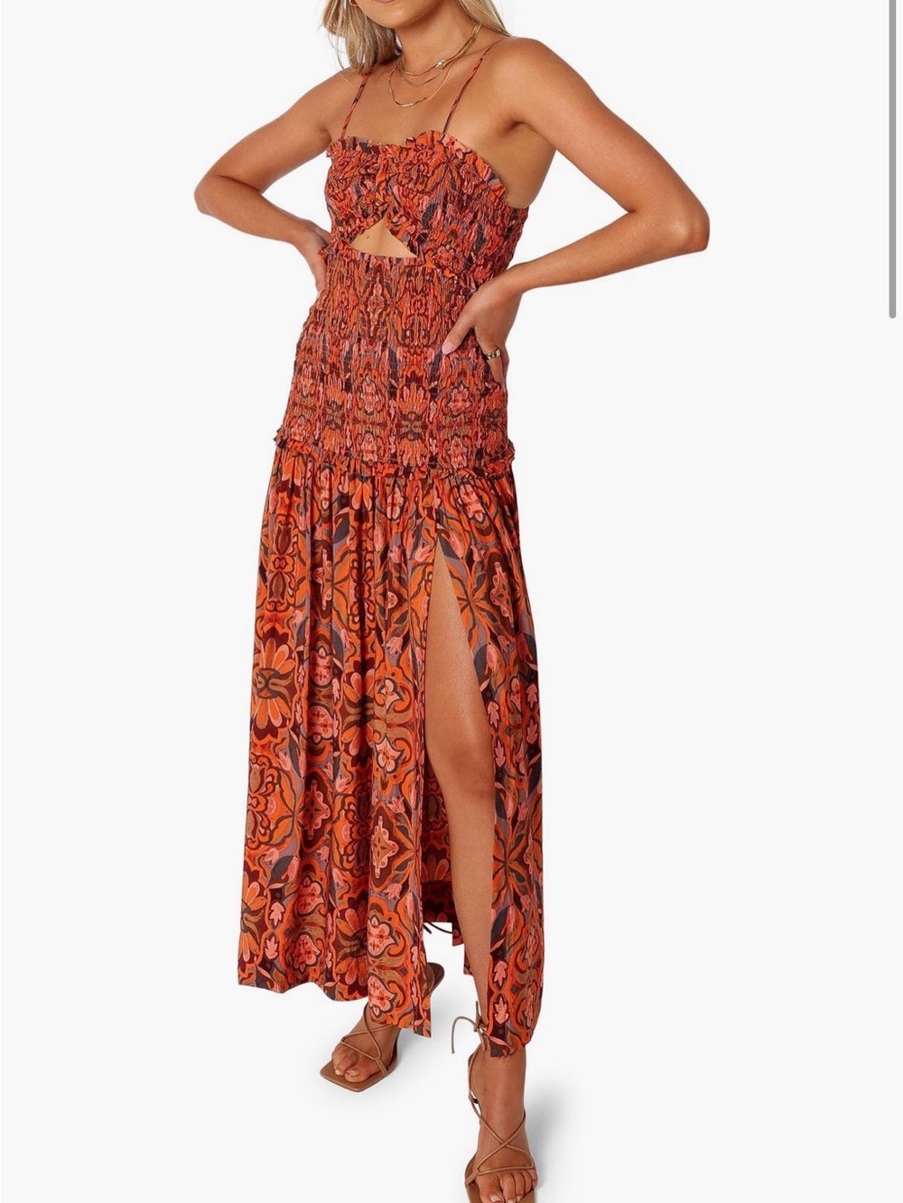 Petal & Pup Cecil Smocked Cutout Sundress
